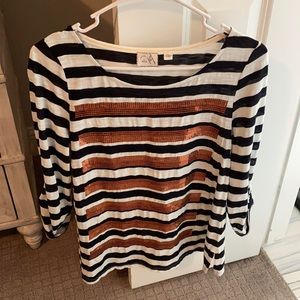 Postmark (Anthro) Sequined Striped Top